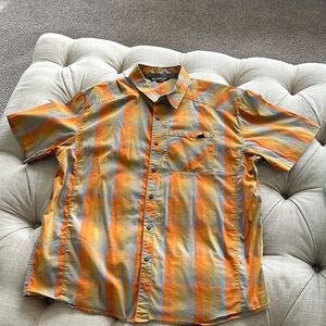 Arc'teryx Men's Orange  Striped Button Down Shirt